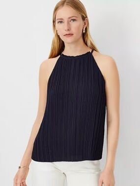 Ann Taylor Pleated Halter Neck Top